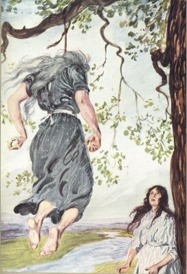 Mrs. Herne hanging, whilst the Gypsy girl Leonora looks on