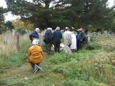 George Borrow’s grave from the path, 24 October 2015,
George Borrow Society laying flowers